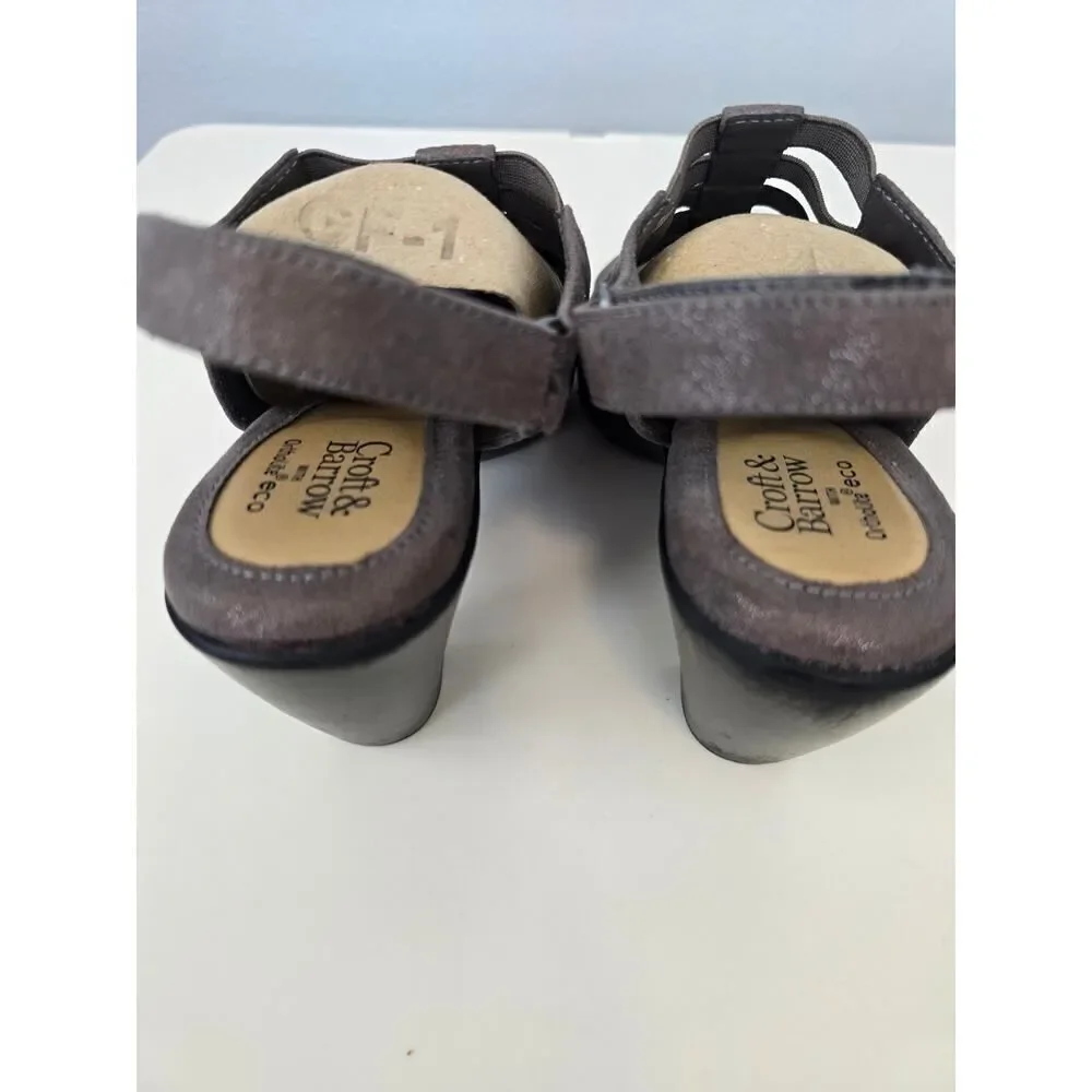 Croft & Barrow Shay Heels 8M Taupe Slingback Caged Peep Toe Ortholite Shoes